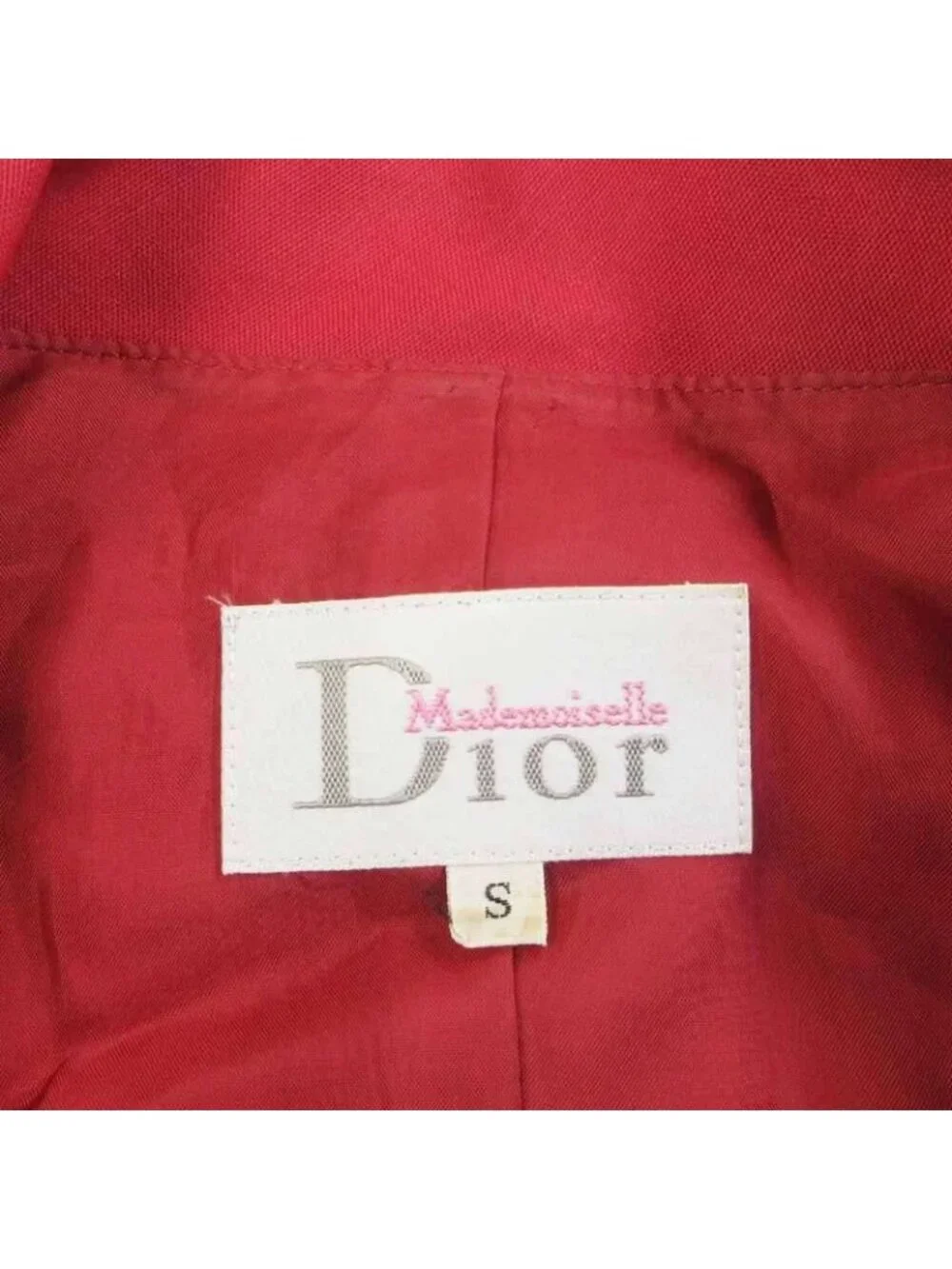 Dior Mademoiselle Vintage Long Coat Jacket Wool Visual Button S Red